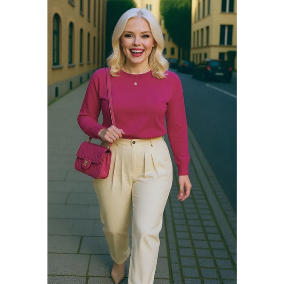 BABATON Sweaters - Babaton CASHMERE Pink Crew Neck Sweater Size L